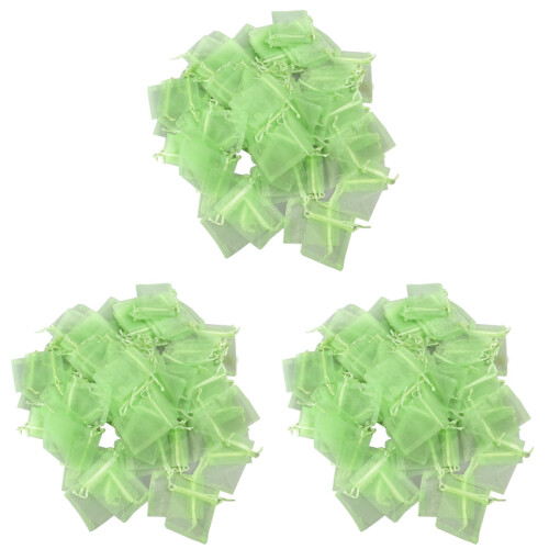 3Pièces Organza Vert Clair À Cordon, Pochettes , Cadeaux 1