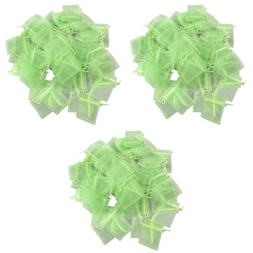 3Pièces Organza Vert Clair À Cordon, Pochettes , Cadeaux 2