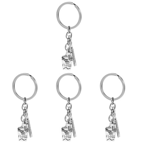 4Pièces Porte- Pendentif Argenté Forme Dent Pour 1