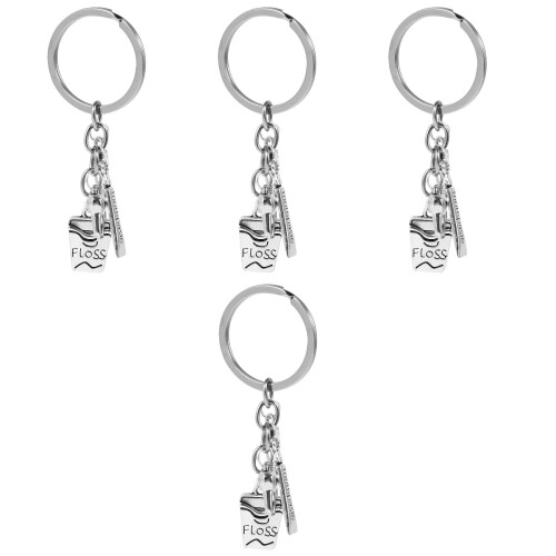 4Pièces Porte- Pendentif Argenté Forme Dent Pour 2