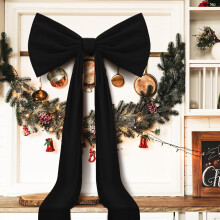 Oversized Velvet Bow Tree Topper Black 50x180cm