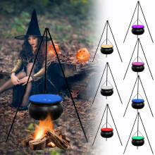 PRETXORVE Calderone, Calderone di Halloween, Decorazioni di Halloween per esterni - Grande calderone decorativo di Halloween su treppiede con luci a
