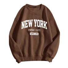 Modisches Damen-Sweatshirt mit Buchstabenprint, Rundhalsausschnitt, langen Ärmeln und lässigem Sport-Look (3) Crop-Top-Sweatshirt für Damen