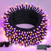 Halloween-Lichterkette mit orangefarbenen und grünen LEDs, 28 m, über 200 LEDs