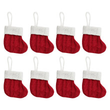 Meias de Natal vermelhas de tricô (pacote com 8)