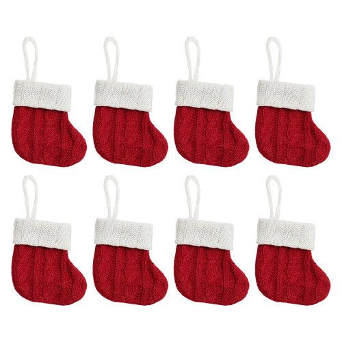 Strumpfhalter aus rotem Zopfmuster (8er-Pack)