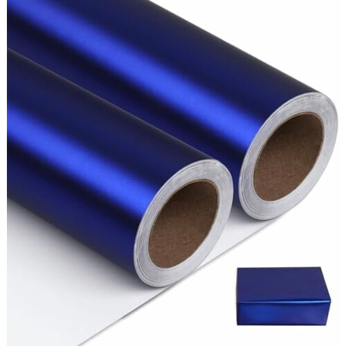 Metallicblaues Geschenkpapier – 2 Rollen, 44,5 cm x 10 m