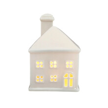 White Ceramic Christmas Village Houses LED Lighted Set