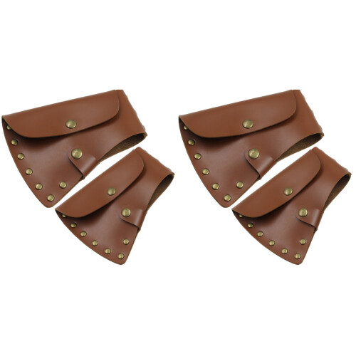 4Pièces Étuis Portable Cuir Marron Protection Camping 1