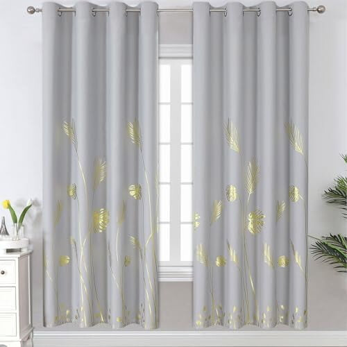 Blackout Curtains 52 x 84 in, Polyester with Gold Wheat