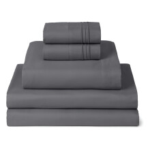 Parure de draps en coton égyptien 1000 fils, gris uni