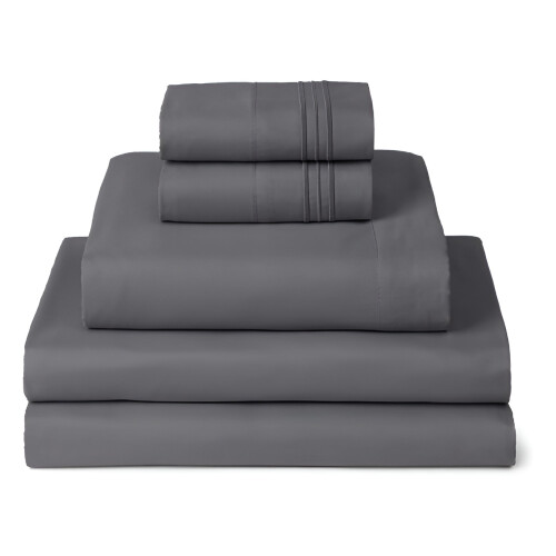 Parure de draps en coton égyptien 1000 fils, gris uni