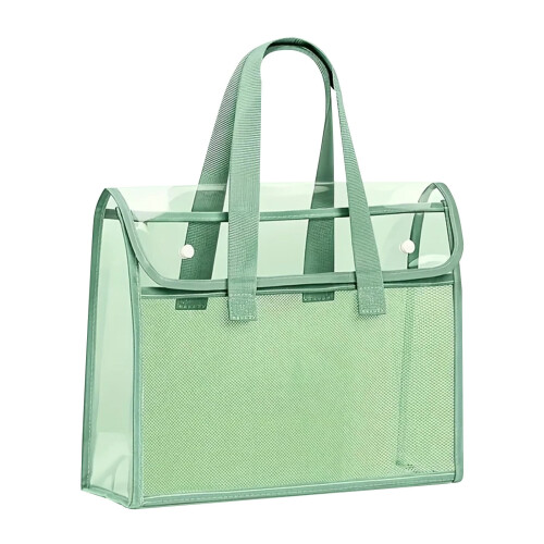 Borsa portadocumenti trasparente in PVC per libri e documenti scolastici.