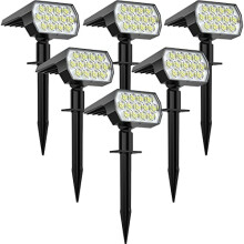 Set van 6 solar spotjes met 65 LED's, IP68 waterdicht.