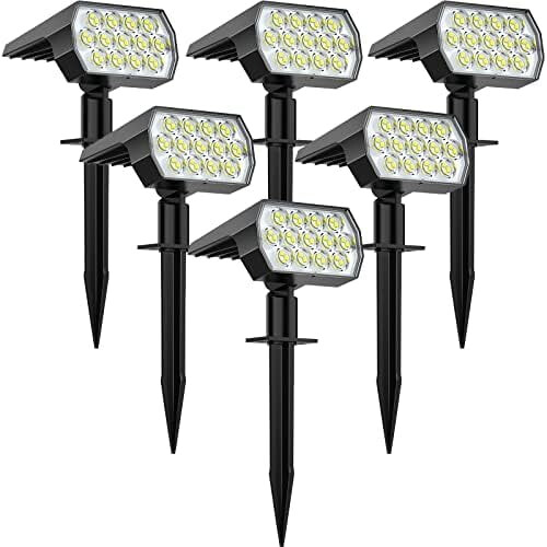 Set van 6 solar spotjes met 65 LED's, IP68 waterdicht.