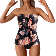 Naisten tankini-uimapuvut, olkaimettomat, topatut push up -uimapuvut, trendikkäät kukkakuvioiset hoikentavat bikinit, bandeau-kuvioiset,