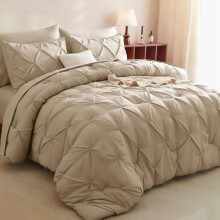 Taupe Pinch Pleat Bed in a Bag Set Queen