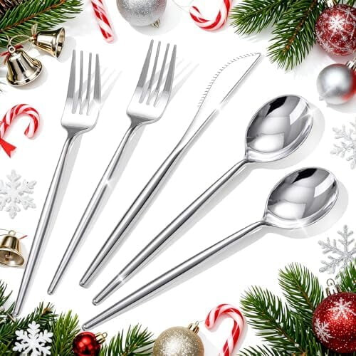Set di posate usa e getta dorate da 90 pezzi: forchette, coltelli,