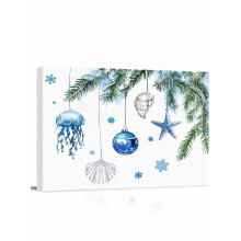 Ingelijste canvasprint met oceaanmotief - Blauw aquarelontwerp