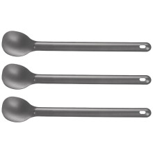 3 kpl titaanista valmistettuja lusikoita, 21,5 cm x 3,9 cm, retkilusikkaa, ulkokäyttöön tarkoitettuja ruokailuvälineitä, pitkävartisia