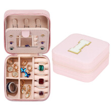 26Letters Reise-Schmuckorganizer aus Leder für Damen – Rosa