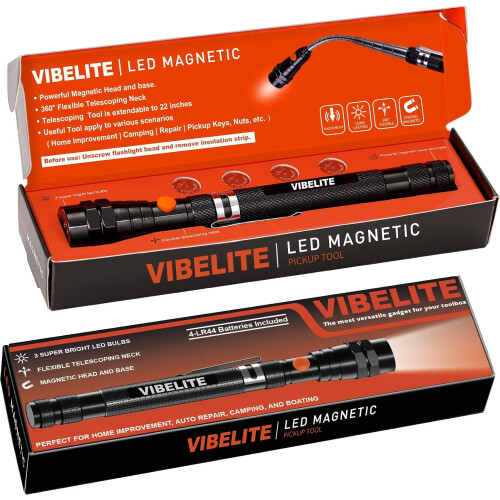 Instrument telescopic magnetic de ridicare cu lanternă LED