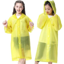 Wiederverwendbarer Regenmantel, tragbarer Kinder-Regenponcho mit Kapuze und Ärmeln für Jungen und Mädchen, ideal für Camping und Reisen (Gelb)