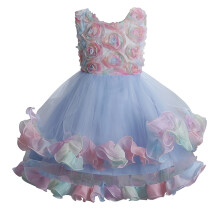 Børnekjole til småbørn, babypiger, blomsterprint, formel, prinsesse, fest, blonde, flerlagskjole, fuld kjole, spar stort