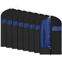 Lot de 8 housses à vêtements noires imperméables de 43 pouces avec fermeture éclair