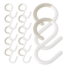 Set di 12 ganci a S in PP bianco per bagno e armadio