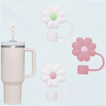 Kit com 3 capas de silicone fofas para canudos de 10 mm, compatíveis com copos Stanley de 30 e 40 oz.