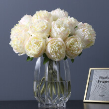Bouquet de pivoines artificielles vintage Ludlz en soie – Fleurs artificielles à 5 têtes pour mariage et décoration intérieure