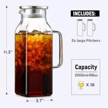 2-Liter-Quadratglaskrug mit Deckel und Griff