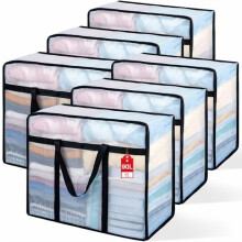 Sacchi trasparenti da 90 litri per riporre coperte, con cerniera - Confezione da 6