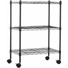 Étagère de rangement robuste à 3 niveaux réglables, montée sur roulettes de 5 cm en plastique PP, avec structure métallique, dimensions : 59