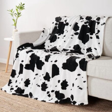 Cow Print Throw Blanket for Bed - Fuzzy Thick Soft Warm Fleece Blankets for Couch & Bed, for Women Men Girls Kids, Black & White Twin Size 60"*80"