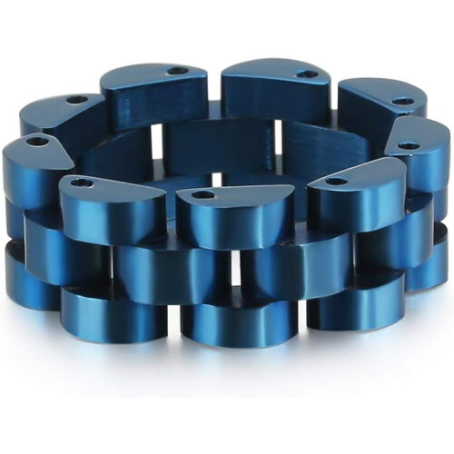 Herrklocka i rostfritt stål med solid länkkedja och statementring, hiphop-armbandsdesign