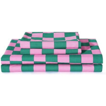 Plaid microfiber sengetøjssæt i fuld størrelse, 4 dele