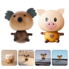 Tineasur Cute Koala Wooden Car Decor Bobblehead with Aromatherapy, Assorted Colors, Dashboard Ornament