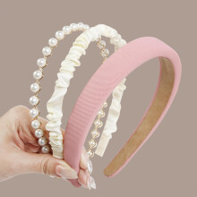 3-delige haarbanden voor dames en meisjes - Witte, parelmoeren, antislip, brede, gevoerde haarbanden - Leuke en vintage haaraccessoires voor vrouwen