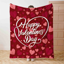 Valentine Flannel Blanket Throw – Red Love Hearts, Soft Fuzzy Plush Fleece for Couch/Sofa/Bed, Cozy Gift for Women, Couples & Moms