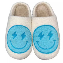 Pantoufles Femme Visage Souriant Pointure 42 Bleu Éclair