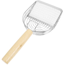 Tineasur kattsandskopa silverfärgad trä rostfritt stål ergonomiskt grepp non-stick yta