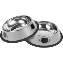 2/3 st halkfria kattskålar i rostfritt stål, 180 g, förtjockade och okrossbara, avtagbar gummibas, lätt att rengöra, fina färger – kompatibel