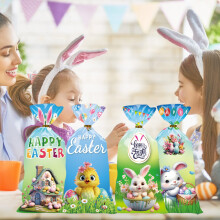 Sachets de bonbons de Pâques (50 pièces) – Cadeau souvenir, emballage pour pâtisserie et goûter, articles de fête, rangement pour la maison et