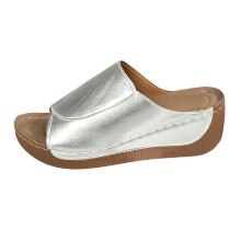Ediodpoh Damesmode Effen Kleur Leren Teen Dikke Zool Casual Sandalen en Slippers Dames Slippers Zilver_002 6.5