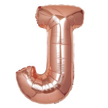 Ballon BalsaCircle40" Lettre J en Mylar, couleur or rose, uni, pour mariage, anniversaire ou fĂŞte.