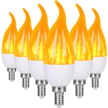 Ampoules LED effet flamme, 3 modes, culot E12, effet scintillant, compatibles avec les luminaires de type candélabre (lot de 8)