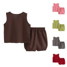 Sommeroutfit für Jungen, einfarbig bedrucktes ärmelloses Top und Shorts, Größen 9M-2T, Rosa