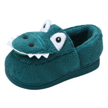 Ediodpoh Kids Slippers, Soft Warm Flat-Bottom Cartoon Animal Slippers for Boys & Girls, Blue, Size 10.5, Compatible with Autumn/Winter